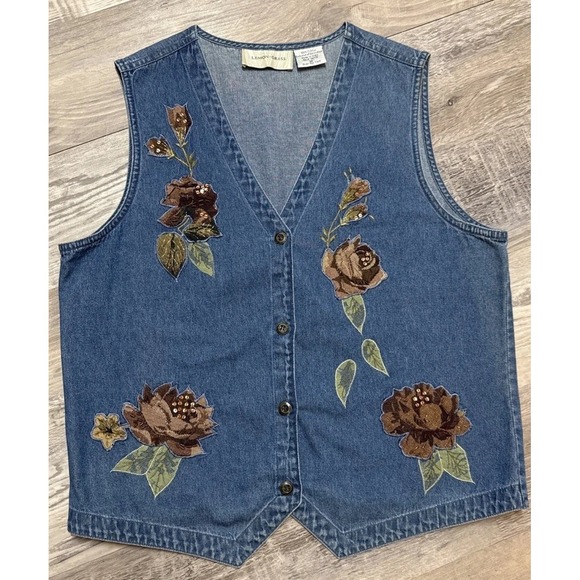 Lemon Grass Jackets & Blazers - VTG Cottagecore Floral Vest Beaded Embroidered Grandmacore Fall Lemon Grass Sz M